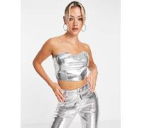 4th & Reckless - Corsetto argento metallizzato in coordinato 48