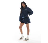 4th & Reckless - Pantaloncini della tuta in cotone blu navy con logo ricamato e rovescio a ricci in coordinato XS