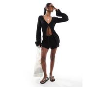 4th + Reckless - Pantaloncini neri da spiaggia all'uncinetto con laccio sul davanti in coordinato-Nero 44