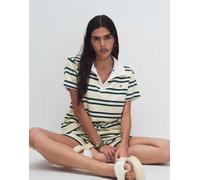 4th & Reckless - Polo in spugna gialla a righe con colletto in coordinato-Giallo XS
