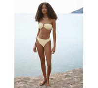 4th & Reckless - Slip bikini gialli stropicciati con dettaglio ad anello perlescente in coordinato-Giallo 44