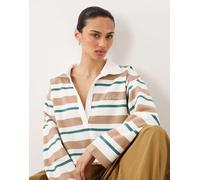 4th & Reckless - Top corto stile rugby con colletto bianco a righe multicolore S