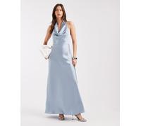 4th & Reckless - Vestito lungo in raso azzurro con scollo ad anello e schiena scoperta-Blu 50