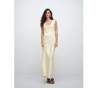 4th & Reckless - Vestito lungo in raso color limone con scollo ad anello e pizzo sul retro-Giallo 38