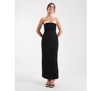 4th + Reckless - Vestito lungo sartoriale a fascia nero con dettaglio sul busto a contrasto 44