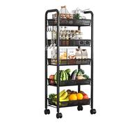 4Tier Rolling Verdure Rack Slim Kitchen Storage Organizer Shelf BlackMobile Porta frutta e verdura per risparmiare spazio, facile accesso e organizzazione elegante