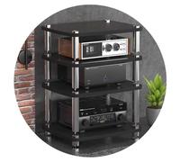 4TierAudio Cabinet StandRecord Player Rack con Piedi Ammortizzanti Amplificatore di Potenza Mensola per Home Theater Nero 60x48x76cm Durevole Attrezzature Audio Storage