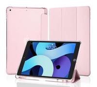 4UBonLife Cover Per iPad 9a/8a/7a Generazione 10,2 Pollici 2021/2020/2019 con Portapenna, Custodia Protettiva Sottile con Retro Rigido Traslucido Guscio Case per iPad 7/8/9, Rosa