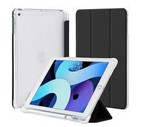 4UBonLife Custodia Cover per iPad 9,7 Pollici 6a / 5a Generazione 2018/2017 con Portapenne, per iPad Air 1 2013/Air 2 2014 Sottile Leggero in Morbido TPU Traslucida Posteriore Opaca Cover, Nero