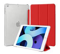 4UBonLife Custodia per iPad 6a /5a Generazione 9,7 Pollici 2018/2017, per iPad Air 1 2013/Air 2 2014 Cover Protettiva Rigida, Sottile e Leggera con Traslucida Posteriore Opaca Cover, Rosso