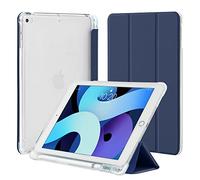 4UBonLife Custodia per iPad 9,7 Pollici 6a / 5a Generazione 2018/2017 con Portapenne, per iPad Air 1 2013/Air 2 2014 Sottile Leggero in Morbido TPU Traslucida Posteriore Opaca Cover, Blu Scuro