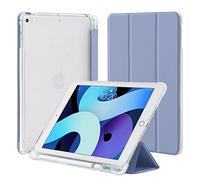 4UBonLife Custodia per iPad 9,7 Pollici 6a/5a Generazione 2018/2017 con Portapenne, per iPad Air 1 2013/Air 2 2014 Sottile Leggero Morbido TPU Traslucida Posteriore Opaca Cover, Grigio Lavanda