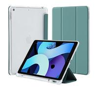 4UBonLife Custodia per iPad 9a/8a/7a Generazione 10,2 Pollici 2021/2020/2019 con portapenne, Sottile Leggero Cover Case Retro Traslucido in Morbido TPU Auto Svegliati/Sonno, Verde Notte