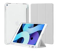4UBonLife Custodia per iPad Air 3 10,5 Pollici 2019 e iPad Pro 10,5 2017 con Portapenne, Sottile Leggero Cover Case Retro Traslucido in Morbido TPU Auto Svegliati/Sonno, Grigio Chiaro