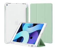 4UBonLife Custodia per iPad Air 3 10,5 Pollici 2019 e iPad Pro 10,5 2017 con Portapenne, Sottile Leggero Cover Case Retro Traslucido in Morbido TPU Auto Svegliati/Sonno, Verde Menta