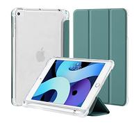 4UBonLife Custodia per iPad Mini 5 Mini 4 Generazione 7,9 pollici con Portapenne, Sottile Leggero Cover Case in Morbido TPU Retro Semi-Trasparente Cover Auto Svegliati/Sonno, Verde Notte