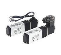 4V110-06 1/8 Air Solenoid Valve 5/2Way Pneumatic Valve 5 Port 2 Position Gas Electric Magnetic Valves DC12V 24V 110V 220V(4V110-06-I and 6mm,DC24V)