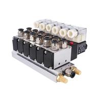 4V210-08 2 posizioni 5 vie 12V 24V 110v 220v 6 elettrovalvola pneumatica base in alluminio raccordo 8mm set silenziatori 2-10 stazioni(5 Stations,AC220V)