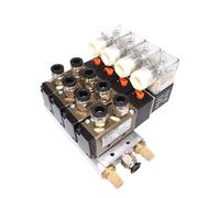 4V210-08 DC12V 24V 2 posizioni 5 vie valvola solenoide quadrupla base in alluminio raccordo silenziatori set 3 4 5 6 stazioni AC110V AC220V(DC24V 10mm fittings,10 Stations)