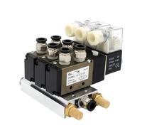 4V210-08 DC24V 12V AC220V AC110V 2 posizioni 5 vie valvola solenoide quadrupla base in alluminio raccordo silenziatori set 3 4 5 6 stazioni 1 pz(Ac220v 8mm Fittings)