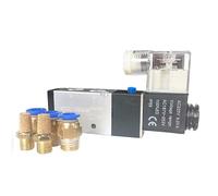 4V210-08 Elettrovalvola pneumatica Valvola magnetica elettrica Porta a 5 vie 2 posizioni Gas 12V 24V 220V Porta 1/4 "Elettrovalvola(WITH 4MM FITTINGS,DC-24V)