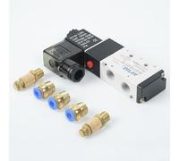 4V210-08 Valvola pneumatica a solenoide DC 12 V, 5 porte, 2 posizioni, filettatura BSPT G1/4, IP65, per apparecchiature di automazione industriale, con controllo del flusso e connettori maschio