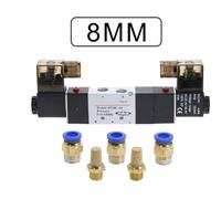 4V230C-08 Elettrovalvola Pneumatica A 5 Vie E 3 Posizioni Da 1/4" DC12V DC24V AC110V AC220V Con Raccordi Connettore 4 6 8 10 12 Mm(8mm,DC 12V)