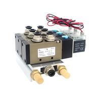 4V310-10 DC24V 12V AC220V AC110V 2 posizioni 5 vie valvola solenoide quadrupla base in alluminio raccordo silenziatori set 3 4 5 6 stazioni 1 pz(Dc24v 10mm Fittings)