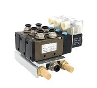 4V310-10 DC24V 12V AC220V AC110V 2 posizioni 5 vie valvola solenoide quadrupla base in alluminio raccordo silenziatori set 3 4 5 6 stazioni 1 pz(Ac110v 8mm Fittings)