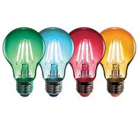 4W Toledo Rétro Chroma Lampadina A60 E27 Verde Blu Rosso Arancione IP54 Pacco 4