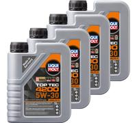 4x 1 Litro Liqui Moly 3706 Top Tec 4200 5W-30 Olio olio motore Incl. Service