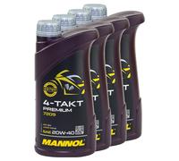 4x 1 Litro Mannol Olio Motore 4-TAKT Premium 7209 20W40 Api Sn Jaso MA2