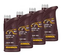 4x 1 Litro Mannol Olio per Ingranaggi Cambio MTF-4 Api Gl 4 / Gl 5 75W-80 Cambio