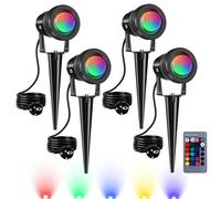 4x 10W RGB Faretto a LED da esterno,LED luce del giardino,luce decorativa bianca calda per giardino, cortile, vialetto i efficienza energetica