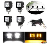4X 12V 24V LED Bianco Ambra Strobo Lampeggiante Recupero Barra Kit Luci + Cavi