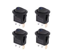 4X 12V LED Inverter Rocking Interruttore Rocker ROUND SPST -OFF per BARCA Car Nero + Blu