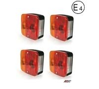 4x 12v Posteriore Quadrato Lampade Luci 4 Funzioni Rimorchio Roulotte Camion E4