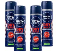 4x 150ml Nivea Uomo Dry Impact Anti Traspirante 72h Deodorante Spray Extra