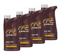 4x 1Liter Mannol Unigear 75W80 Commutazione Api GL-4/GL-5 MIL-L 2105 C 8109