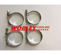 4x 2.5" inch 63mm Turbo Pipe Hose Coupler T-bolt Clamps Stainless Steel 66-74mm