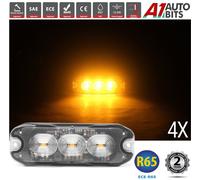 4x 3 LED Ambra Recupero Strobo Lampeggiante Griglia R65 Barra Fari Camion Luci