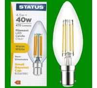 4x 4.5W (=40W) LED Filamento Trasparente Candela Lampadine,Sbc B15 2700K B15d