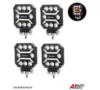 4X 4 Inch LED Rosso Bianco Ambra Lavoro Luce Post. Rimorchio Retro Retronebbia