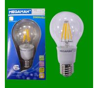 Megaman Lampadine LED GLS 5,5W (=40W) Trasparenti E27 (ES) 2700K – 4 pezzi [EEK A+]
