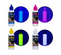 4x 50ml Inchiostro fluorescente UV invisibile per Epson e Brother, bianco, ciano, magenta, giallo