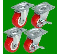 4x 50mm 360° Girevole Rotella IN Gomma Set Ruote Resistente,Trolley,Mobile