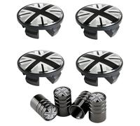 4x 54 mm Coprimozzo per Ruota e Coprimozzo per Valvola, Compatibile con Mini Cooper R50, R53, R56 e Serie S, Inserti in Plastica (Grigio)