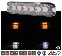 4x 6 LED Ambra Bianco Recupero Strobo R65 Lampeggiante Griglia Luce Barra Camion
