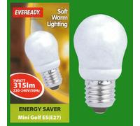 4x 7W (=25W) Mini Palla da Golf Rotondo G45 Cfl Es E27 Lampadina Edison