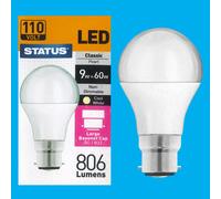 4x 9W (=60W) 110V Perla LED, A60 GLS Globo, Baionetta BC B22 Lampadina Lampada [EEK: A+]